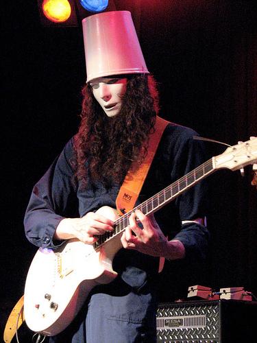 Buckethead playing guitar