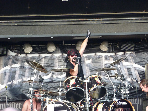 Vinnie Paul playing drums with HellYeah